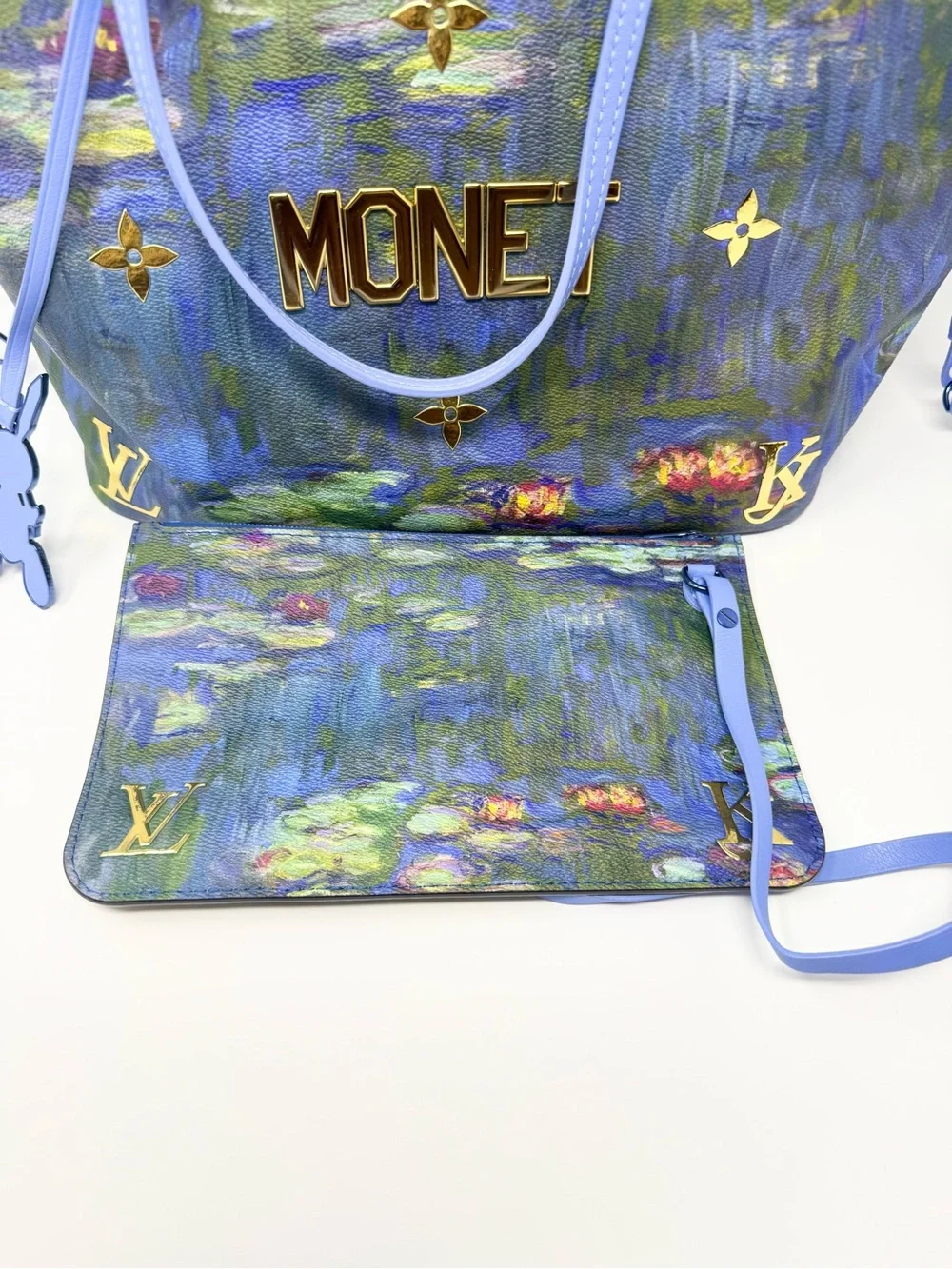Louis Vuitton Monet Neverfull MM w/ Pouch Masters Collection Lillies Multicolor